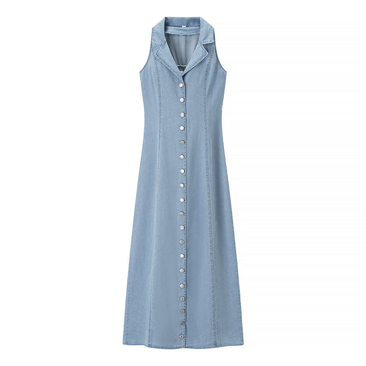 Backless silk satin solid color suspender dress with wrapped buttocks for women